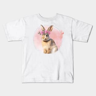 Cute Bunny with Floral Crown Kids T-Shirt